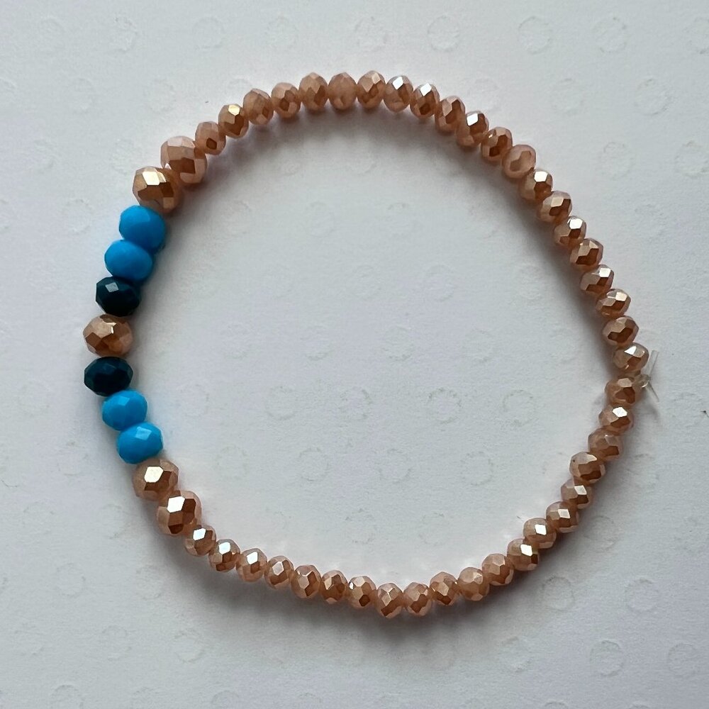 Handmade Blue and Gold Faceted Bracelet